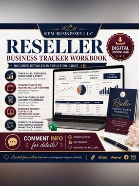 Reseller Business Tracker Workbook Digital Bundle + Free Gift & FREE SHIPPING!